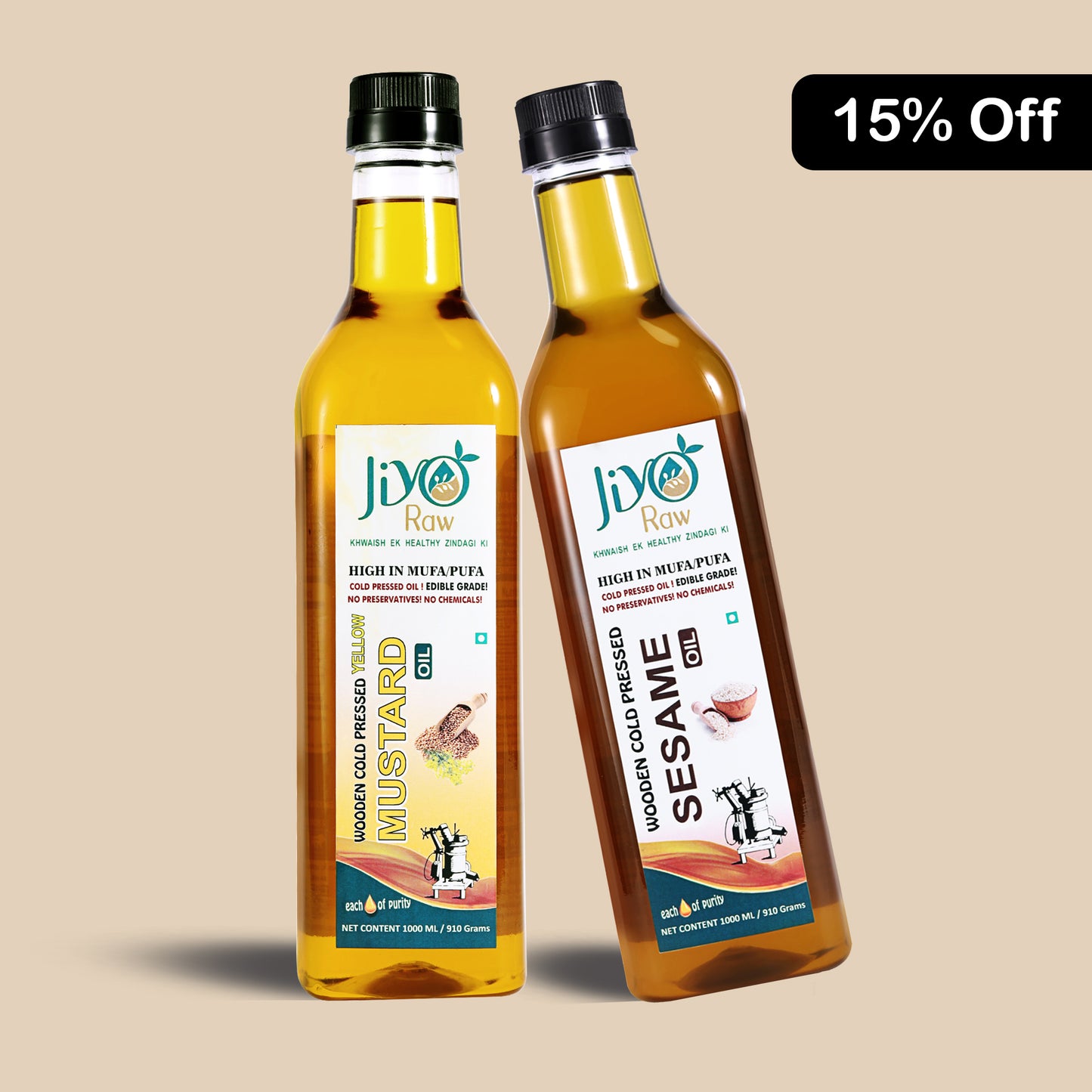 Wood-Pressed Yellow Mustard Oil & Sesame Oil