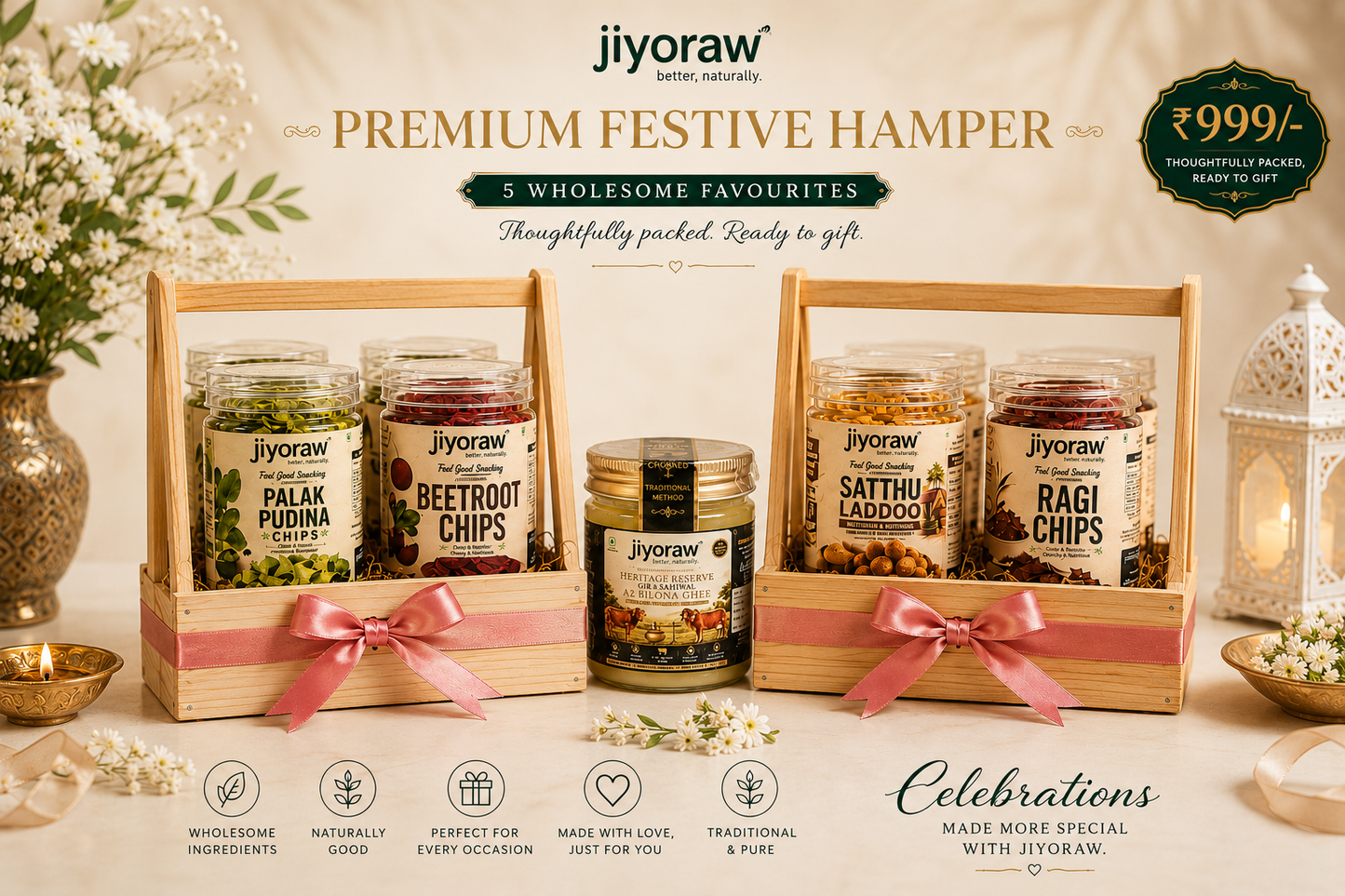 JIYORAW Premium Festive Hamper | 5 Wholesome Favorites | Ready-to-Gift