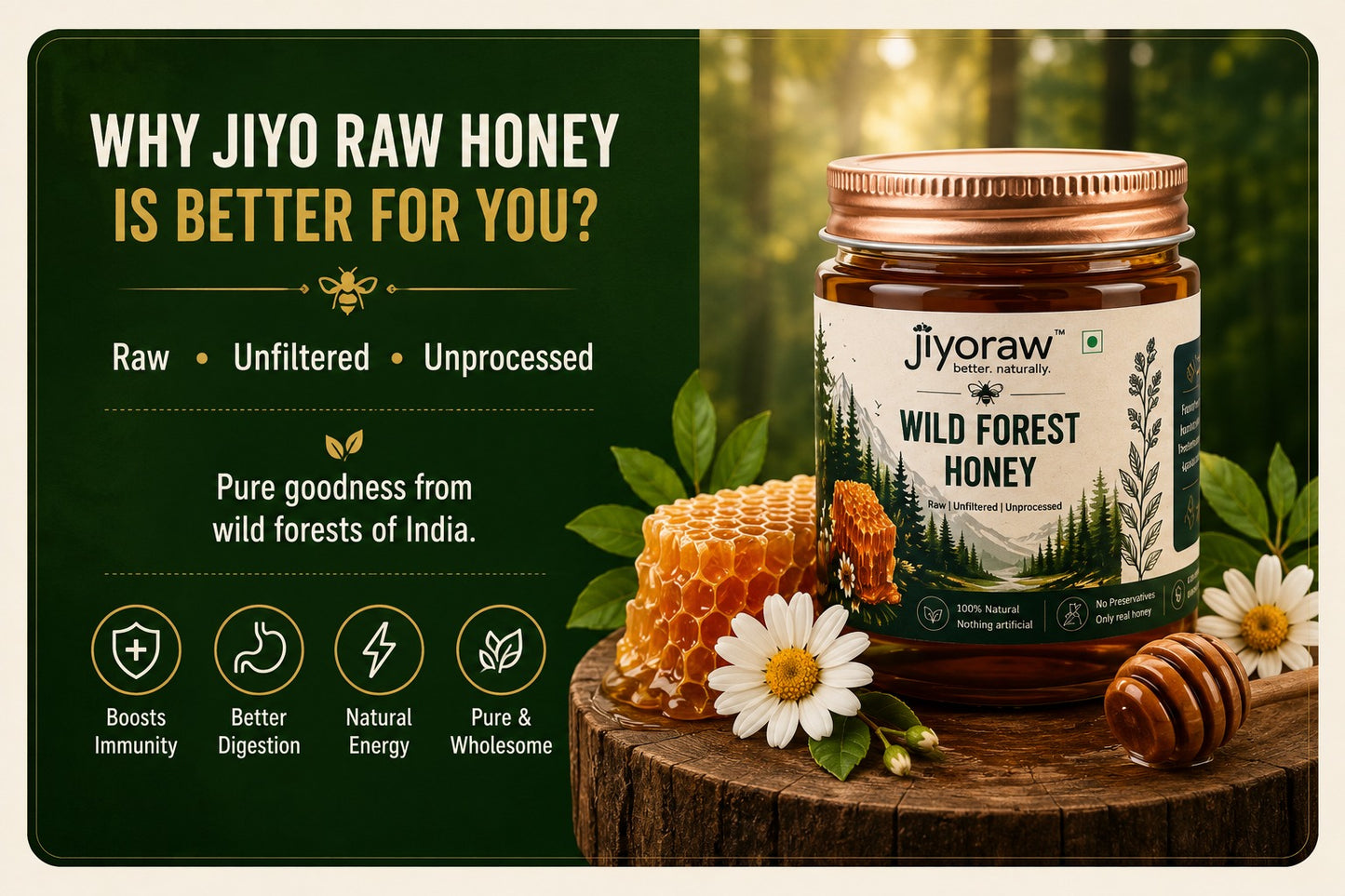 JIYORAW Wild Forest Honey | Pure & Natural | 150g