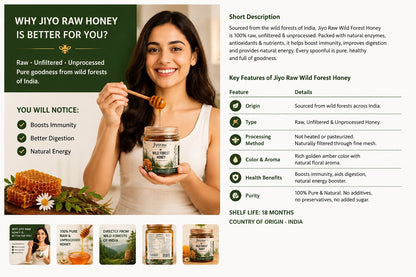JIYORAW Wild Forest Honey | Pure & Natural | 150g